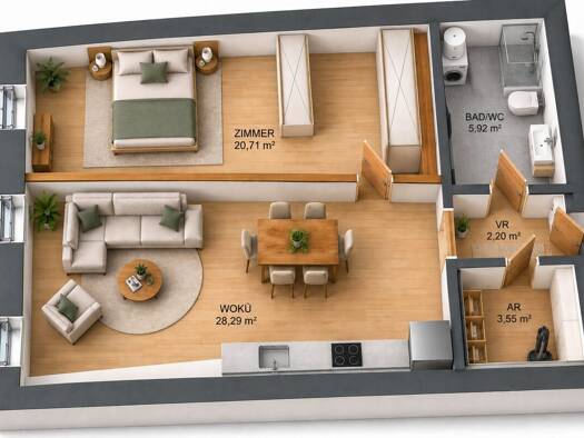 Wohnung zum Kauf provisionsfrei 168.663 € 2 Zimmer 60,7 m² 2. Geschoss frei ab 01.11.2026 Braunau am Inn 5280