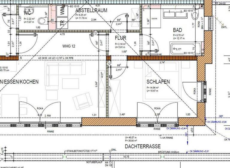 Penthouse zur Miete - Erstbezug 1.100 € 2 Zimmer 89 m² 2. Geschoss Schloßstr. 2G Lockweiler Wadern 66687