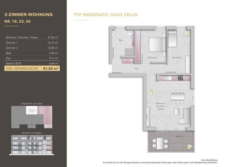 Wohnung zum Kauf - Erstbezug provisionsfrei 522.390 € 3 Zimmer 82 m² Peißenberg 82380