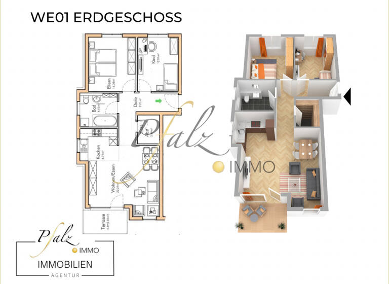 Wohnung zum Kauf - Erstbezug 277.500 € 3 Zimmer 78 m² EG Innenstadt Pirmasens 66953