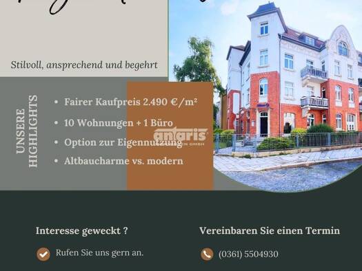 Wohn- und Geschäftshaus zum Kauf als Kapitalanlage geeignet 2.150.000 € 863,6 m² 635 m² Grundstück Löbervorstadt Erfurt 99096