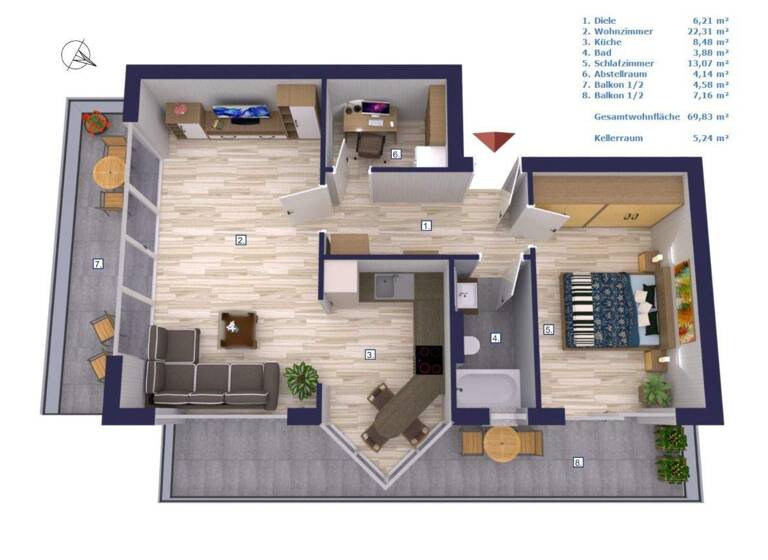 Wohnung zum Kauf 725.000 € 2 Zimmer 69,8 m² EG Seebad Warnemünde Rostock 18119