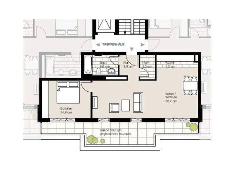 Wohnung zur Miete 1.630 € 2 Zimmer 77,6 m² 7. Geschoss frei ab sofort Nagelsweg 22e St. Georg Hamburg 20097