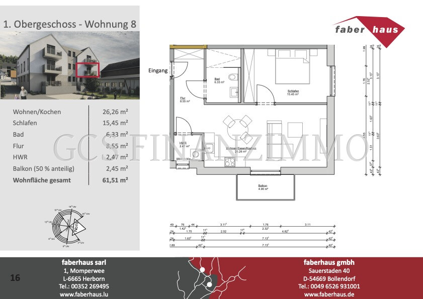 Wohnung zum Kauf 243.000 € 2 Zimmer 61,5 m²<br/>Wohnfläche Kordel 54306