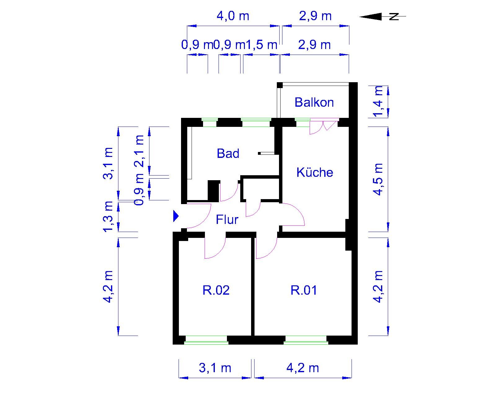 Wohnung zur Miete 546,39 € 2 Zimmer 60,7 m²<br/>Wohnfläche EG<br/>Geschoss Marienborner Str. 14 Beimssiedlung Magdeburg 39110