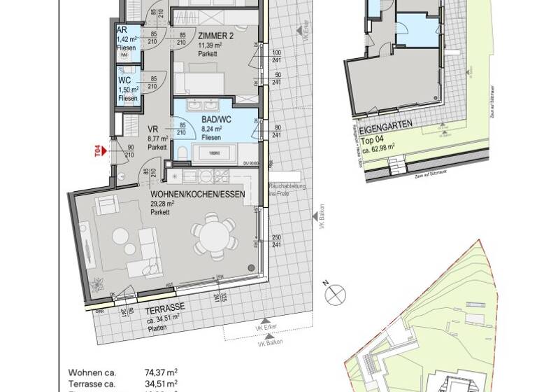 Wohnung zum Kauf - Erstbezug 694.700 € 3 Zimmer 74,4 m² EG Agnesgasse Wien 1190