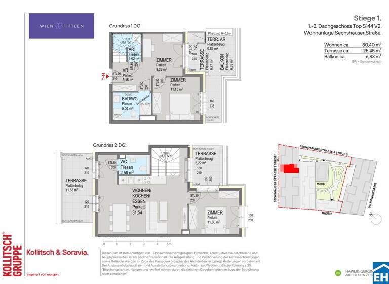 Wohnung zum Kauf - Erstbezug 899.000 € 4 Zimmer 80,4 m² 5. Geschoss Sechshauser Straße Wien 1150
