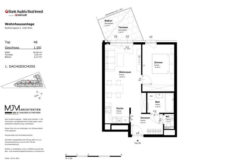 WG-Zimmer zur Miete 727 € 2 Zimmer 47 m² 1. Geschoss Wien 1220