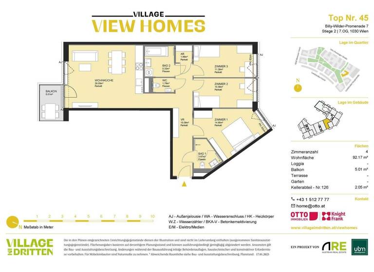 Wohnung zum Kauf - Erstbezug 787.000 € 4 Zimmer 92,2 m² 7. Geschoss Wien 1030