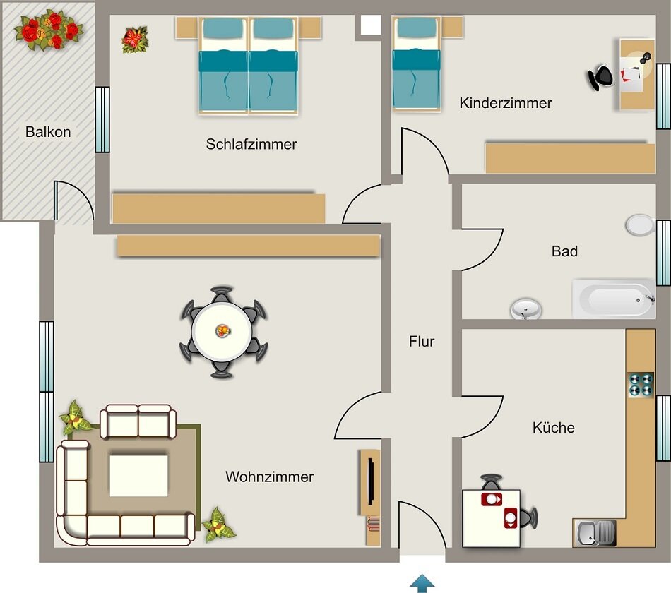 Wohnung zur Miete 440 € 3,5 Zimmer 61,5 m²<br/>Wohnfläche 2.<br/>Geschoss Birkenkamp 5 Drewer - Süd Marl 45770