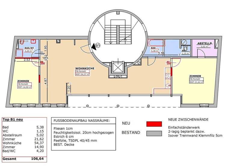 Wohnung zur Miete 1.476 € 3 Zimmer 106,6 m² Wien 1040