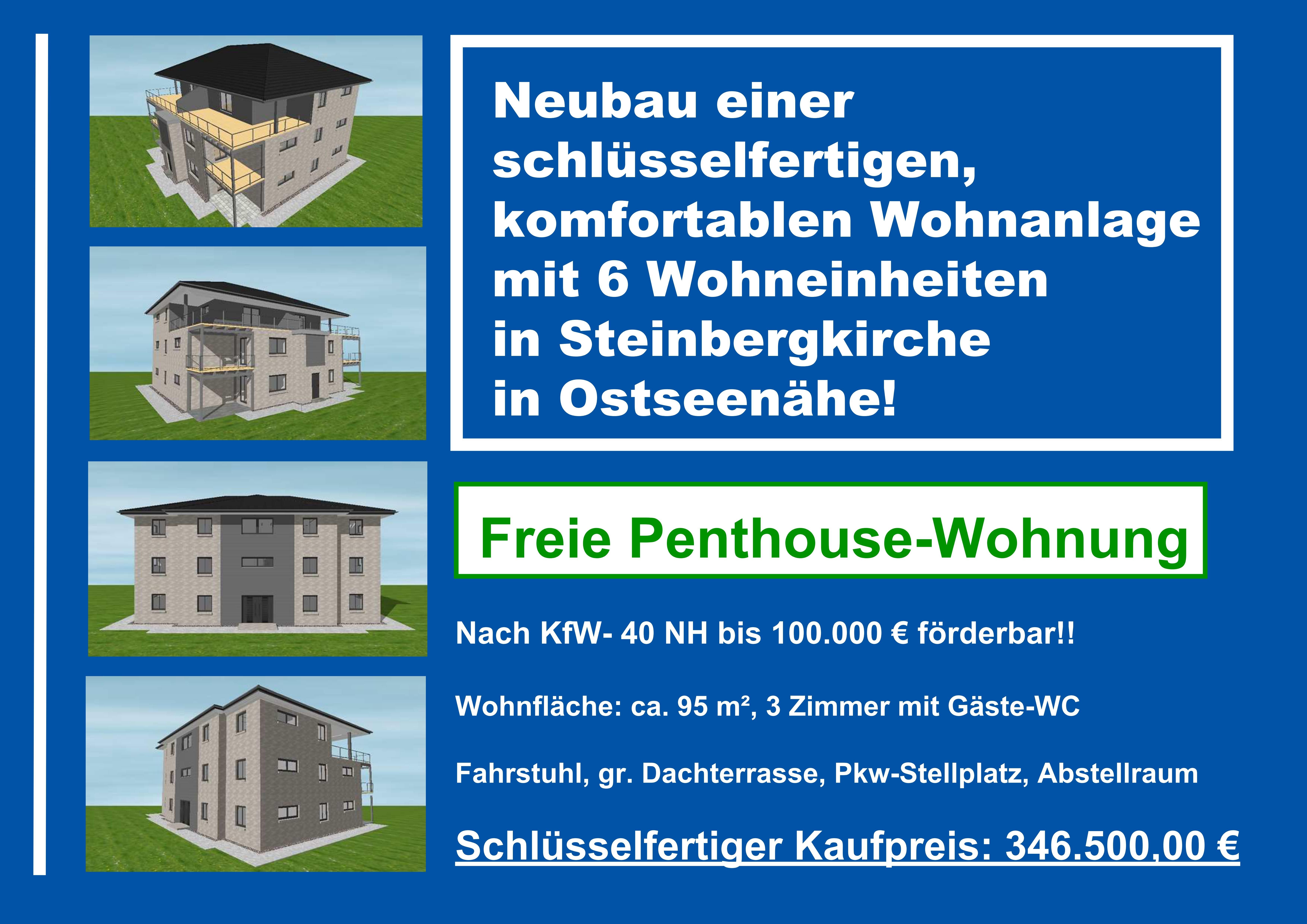 Penthouse zum Kauf als Kapitalanlage geeignet 346.500 € 3 Zimmer 95 m²<br/>Wohnfläche Steinbergkirche Steinbergkirche 24972