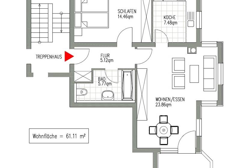 Wohnung zur Miete 800 € 2 Zimmer 61,1 m² frei ab 01.07.2026 Nachtigallenweg 9 Markkleeberg 04416