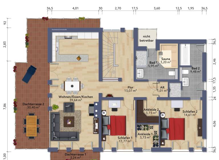 Penthouse zum Kauf - Neubau 1.148.226 € 3 Zimmer 131 m²<br/>Wohnfläche ab sofort<br/>Verfügbarkeit Ostseeweg 29 Sellin Sellin 18586