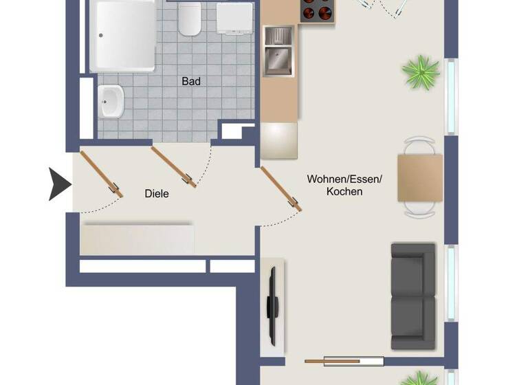 Wohnung zur Miete 620 € 1,5 Zimmer 41,9 m² 4. Geschoss frei ab sofort Mögeldorf Nürnberg 90482