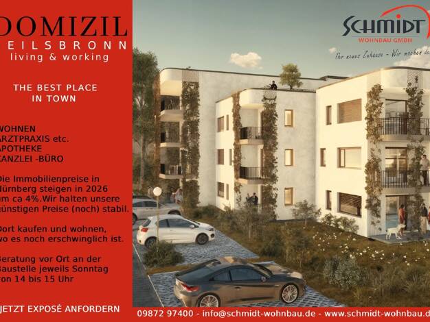 Wohnung zum Kauf - Neubau provisionsfrei 295.295 € 3 Zimmer 53,7 m² EG Heilsbronn 91560