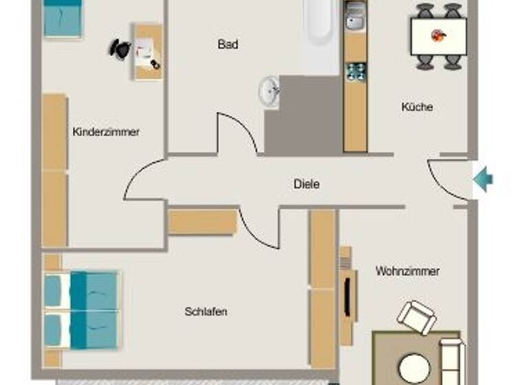 Wohnung zur Miete 521 € 3,5 Zimmer 59,2 m² EG frei ab 01.06.2026 Am Bärenbach 16 König-Ludwig Recklinghausen 45663