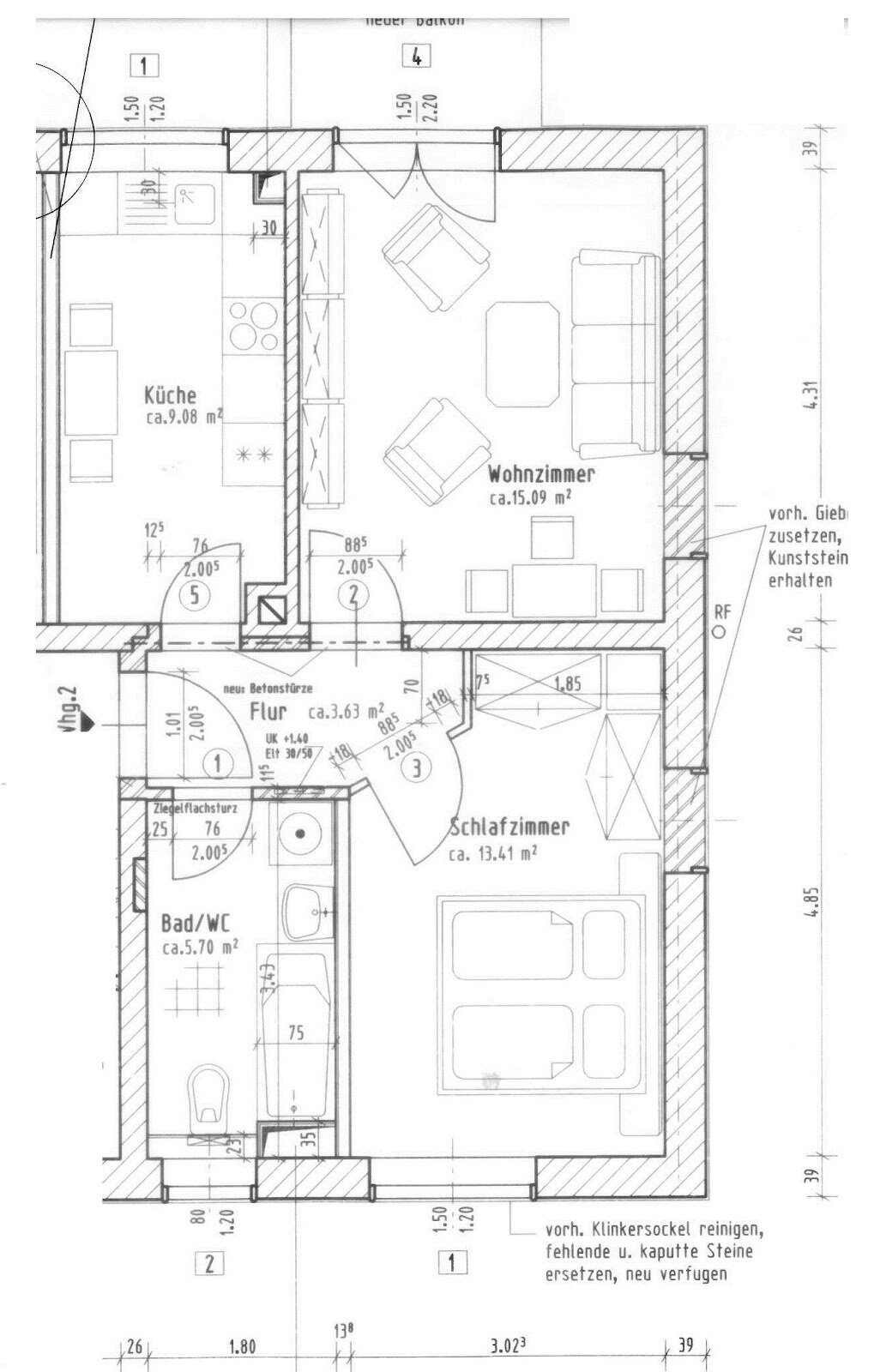 Wohnung zur Miete 255 € 2 Zimmer 48,6 m²<br/>Wohnfläche 1.<br/>Geschoss Am Gartenhof 11 Bernsdorf 425 Chemnitz 09126