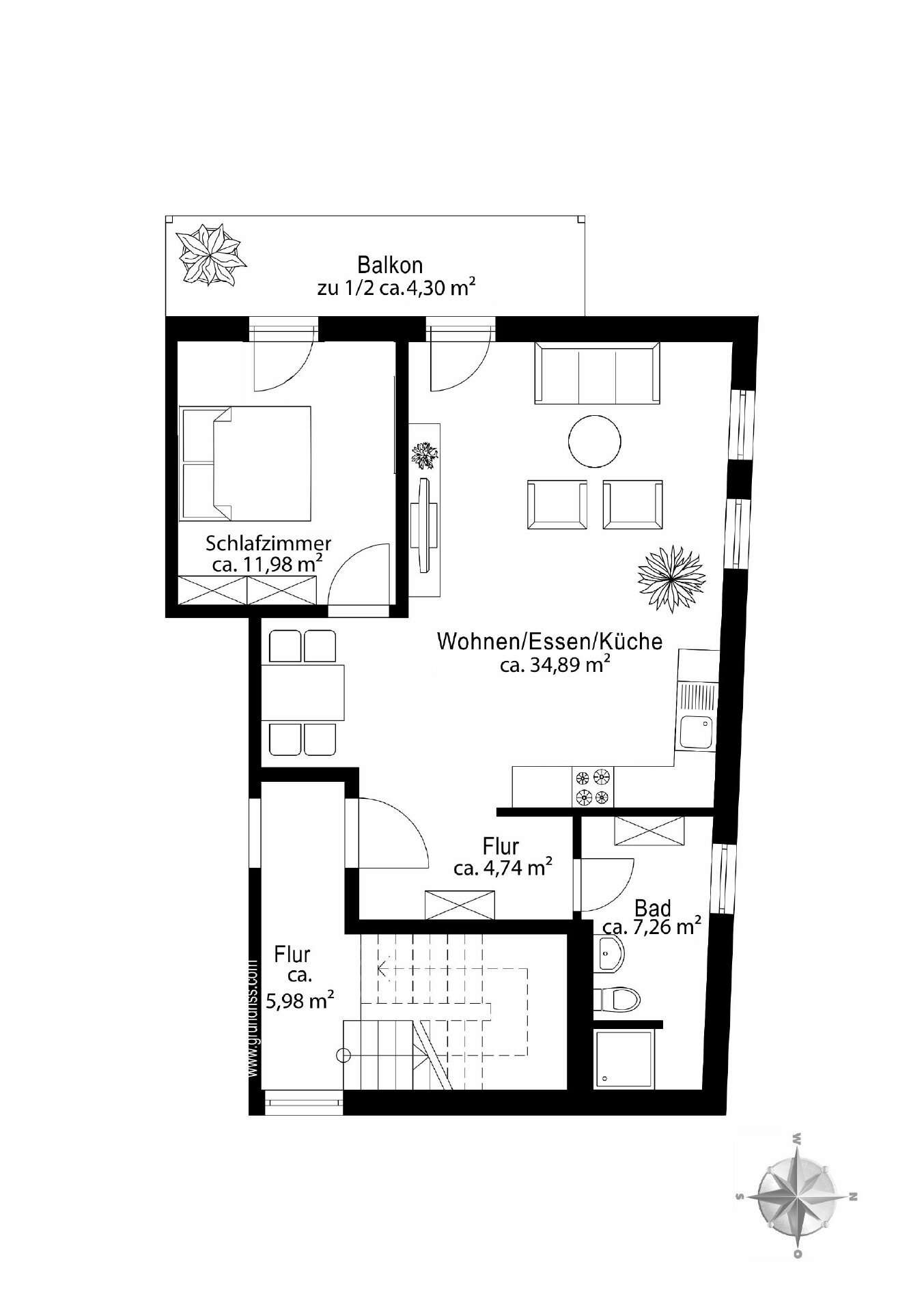 Wohnung zum Kauf 545.000 € 2 Zimmer 63,2 m²<br/>Wohnfläche 1.<br/>Geschoss Untermenzing-Allach München 80999