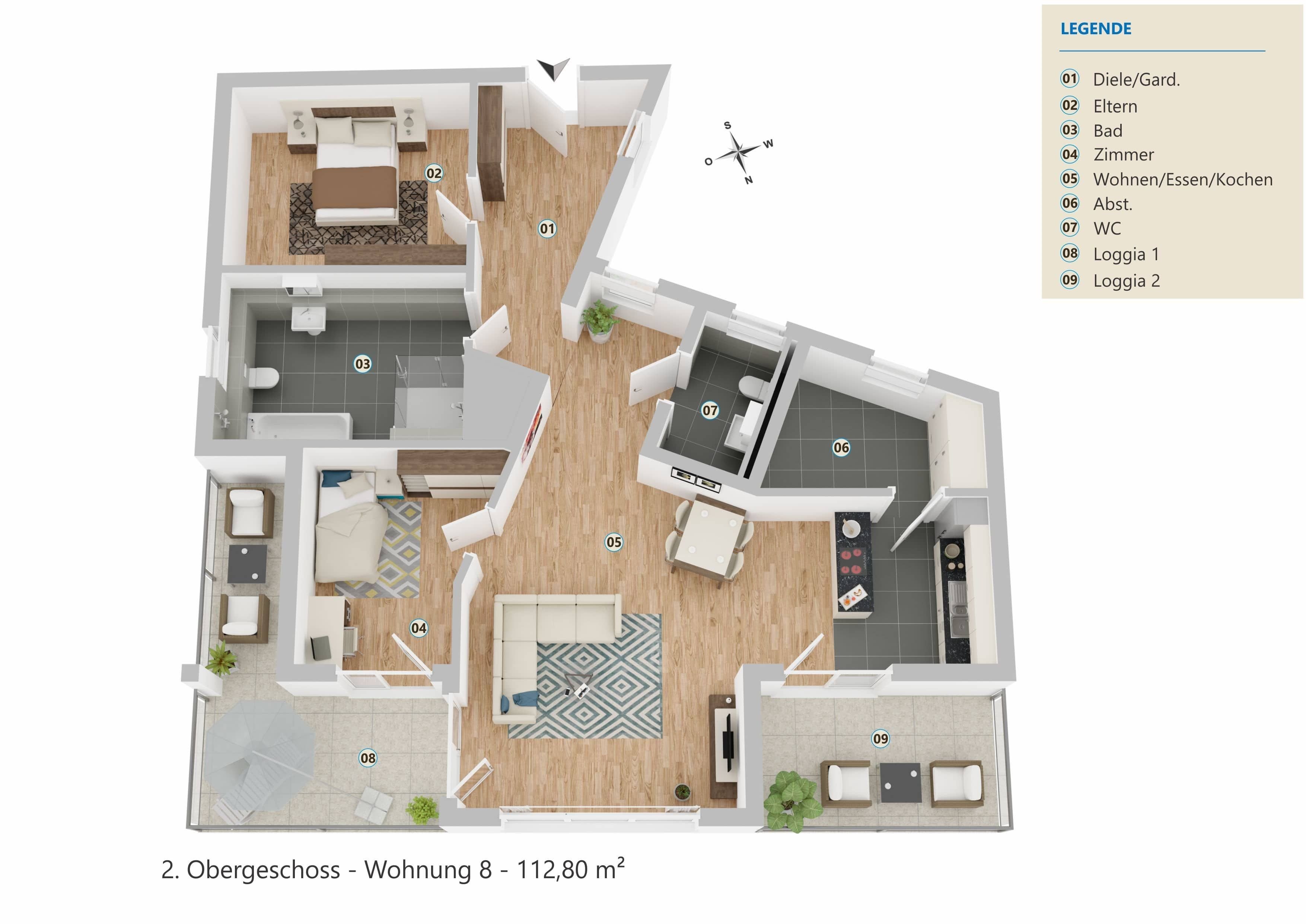 Wohnung zum Kauf provisionsfrei 395.500 € 3 Zimmer 112,8 m²<br/>Wohnfläche 2.<br/>Geschoss Leidersbach Leidersbach 63849