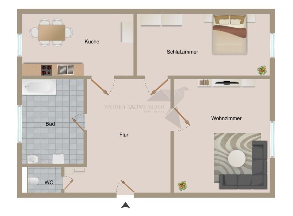 Wohnung zur Miete 350 € 2 Zimmer 61,2 m²<br/>Wohnfläche EG<br/>Geschoss Lichtenwalder Straße 23 Ebersdorf 141 Chemnitz 09131