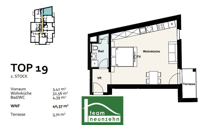 Wohnung zum Kauf 268.648 € 1 Zimmer 40,3 m²<br/>Wohnfläche 2.<br/>Geschoss Baumergasse 2a Wien 1210