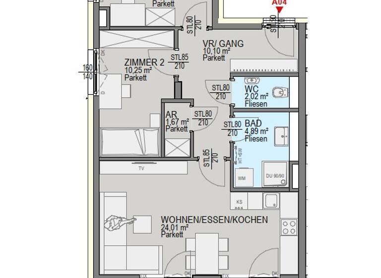 Wohnung zum Kauf - Erstbezug 485.500 € 4 Zimmer 67,4 m² 1. Geschoss Waltendorf Graz 8010