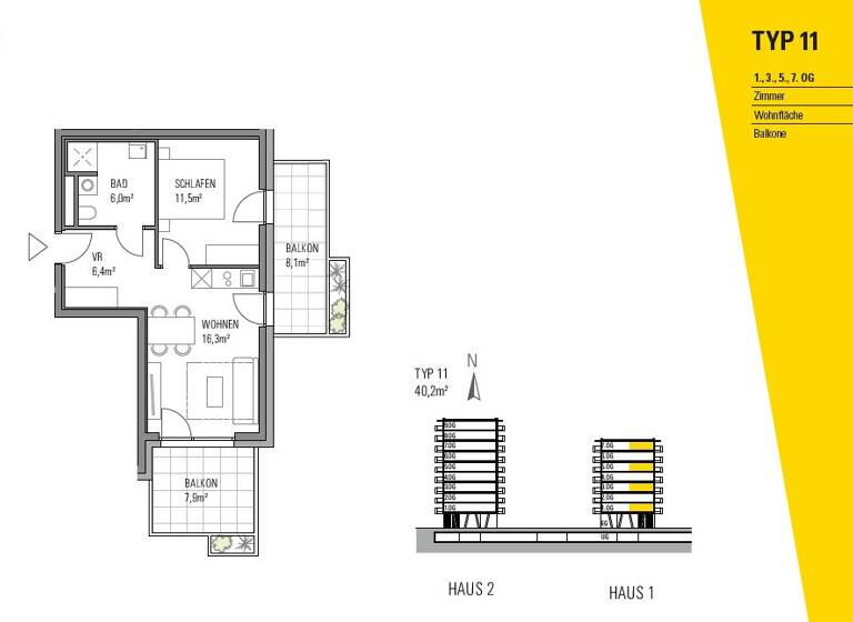 Wohnung zum Kauf - Erstbezug 207.000 € 2 Zimmer 40,2 m² 3. Geschoss Rosentaler Straße 6 Villacher Vorstadt Klagenfurt am Wörthersee 9020