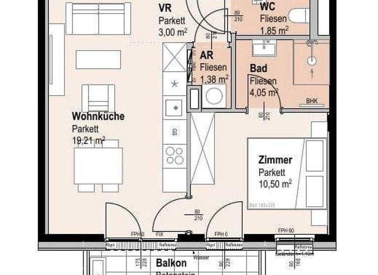 Wohnung zum Kauf 387.500 € 2 Zimmer 40 m² 4. Geschoss Siebenbrunnengasse 44 Wien 1050