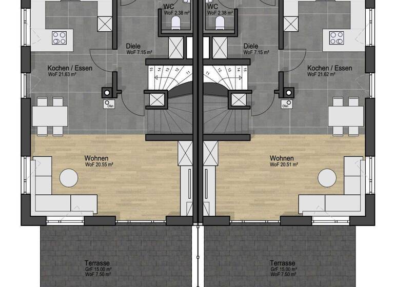 Doppelhaushälfte zur Miete - Erstbezug 2.000 € 4 Zimmer 138 m² Niedermoosen Riedering / Niedermoosen 83083