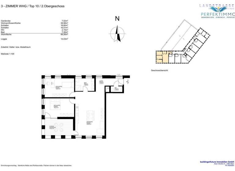 Wohnung zur Miete - Erstbezug 1.440 € 3 Zimmer 89,3 m² frei ab 01.07.2026 Hard 6971