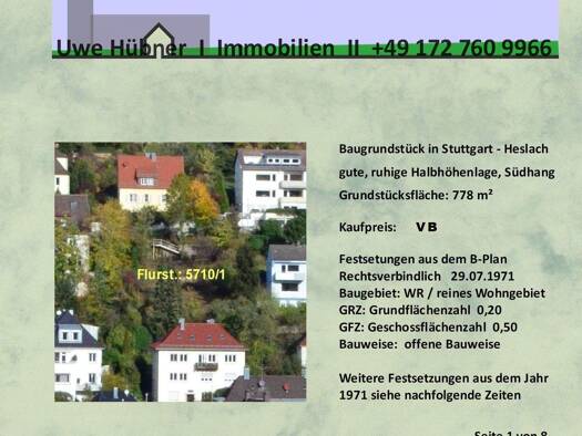 Grundstück zum Kauf 1.200.000 € 778 m² Grundstück Süd Stuttgart 70199