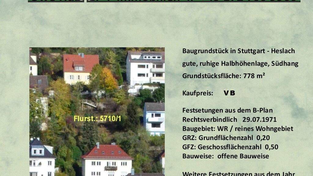 Grundstück zum Kauf 1.200.000 € 778 m² Grundstück Süd Stuttgart 70199
