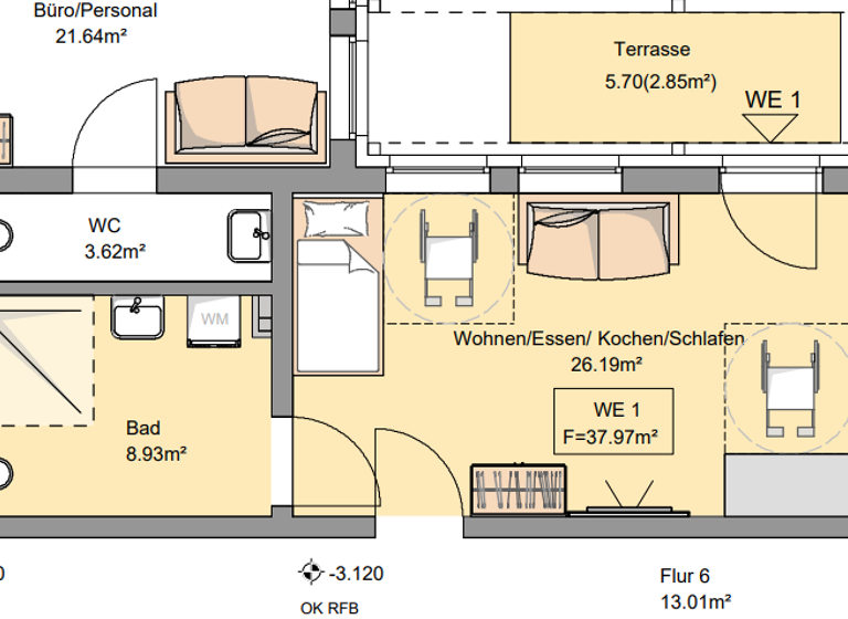 Studio zur Miete - Erstbezug 494 € 1 Zimmer 38 m² EG frei ab sofort Untere Haardtstraße 57-59 Eppenbrunn 66957