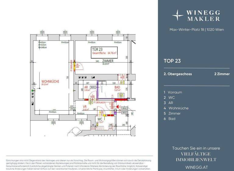 Wohnung zum Kauf - Erstbezug 459.000 € 2 Zimmer 62 m² 2. Geschoss Max-Winter-Platz 18 Wien 1020