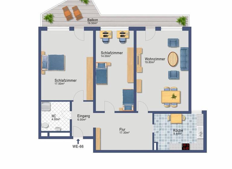 Wohnung zum Kauf 270.000 € 3 Zimmer 84 m² Chorweiler Köln 50765