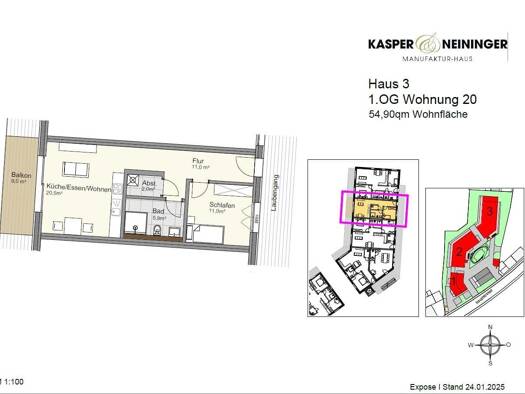 Wohnung zum Kauf provisionsfrei 294.000 € 2 Zimmer 54,9 m² Hauptstraße 82 Lauf 77886