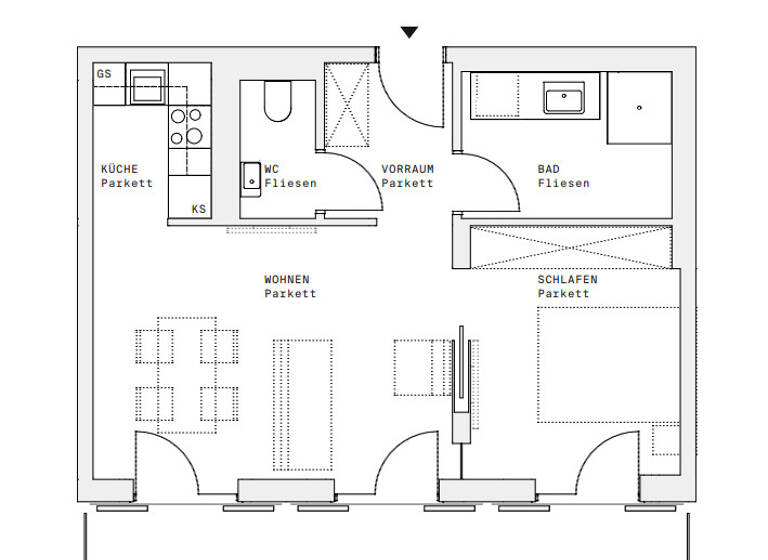Wohnung zur Miete - Erstbezug 1.317 € 2 Zimmer 44,6 m² 17. Geschoss Wien 1220