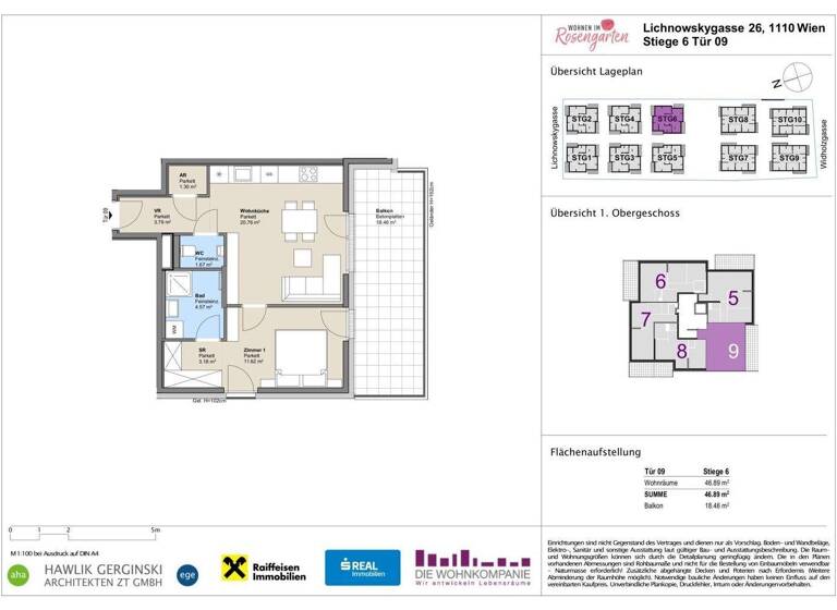 Wohnung zum Kauf - Erstbezug provisionsfrei 233.802 € 2 Zimmer 46,9 m² 1. Geschoss Lichnowskygasse 26 Wien 1110