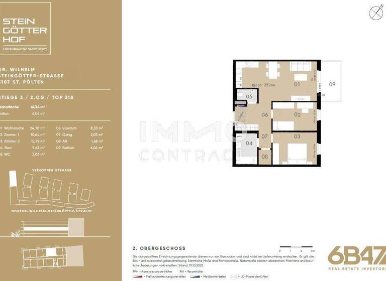 Wohnung zum Kauf - Erstbezug provisionsfrei 244.700 € 3 Zimmer 67,3 m² Teufelhof St. Pölten 3100