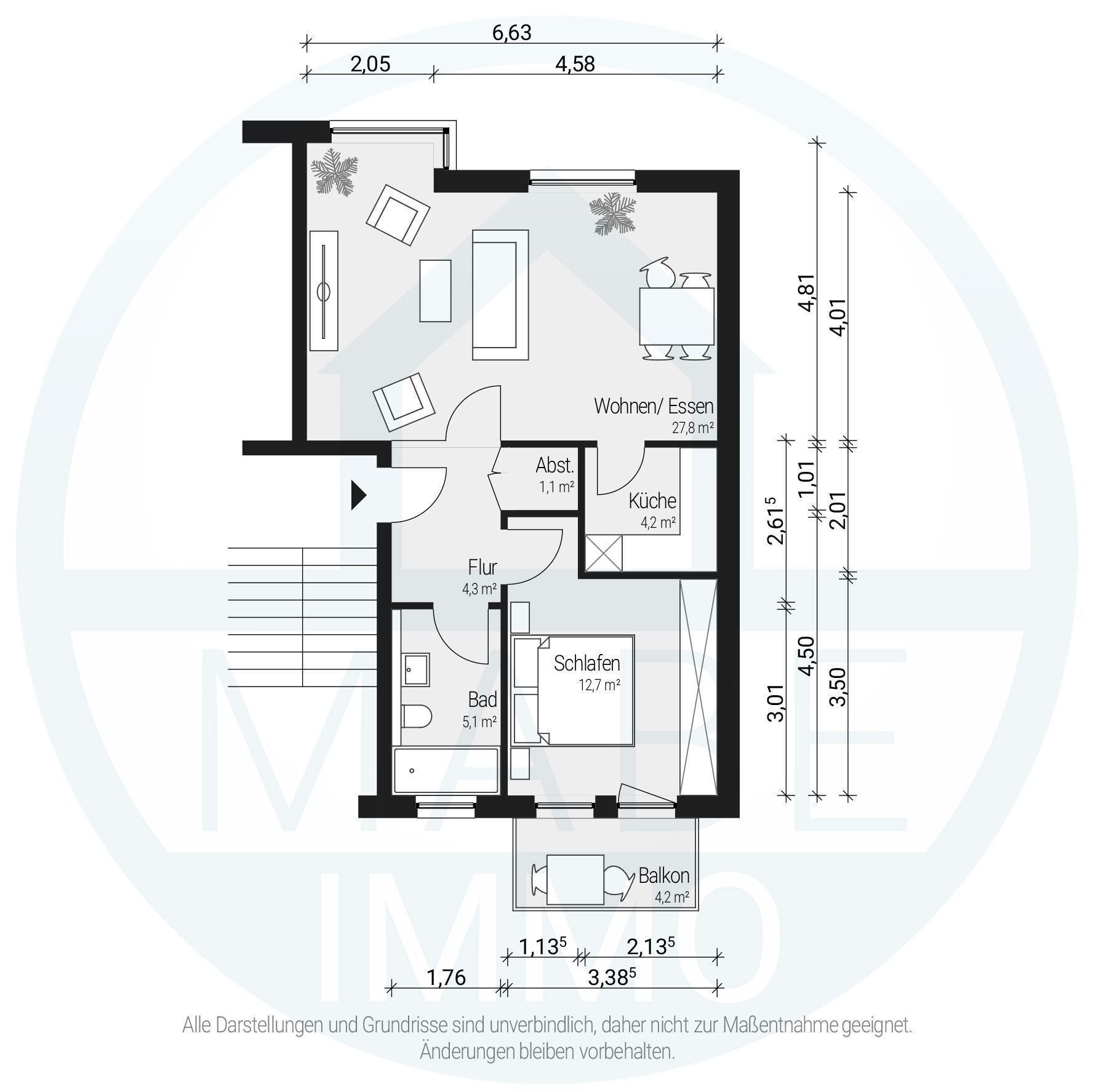 Wohnung zur Miete 403 € 2 Zimmer 59 m²<br/>Wohnfläche 2.<br/>Geschoss Lerschstr. 2a Marienthal Ost 425 Zwickau 08060