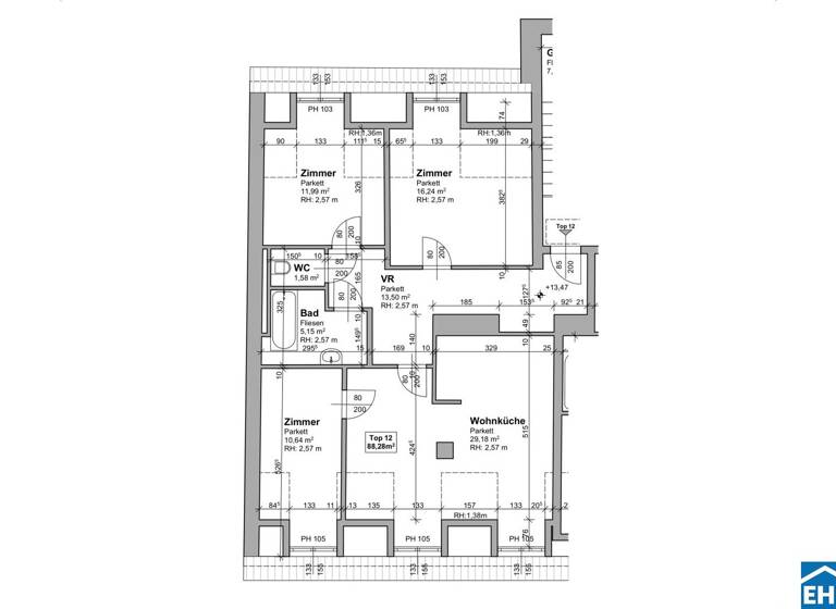 Wohnung zum Kauf - Erstbezug provisionsfrei 346.000 € 4 Zimmer 88,3 m² 4. Geschoss Strauchergasse Lend Graz 8020
