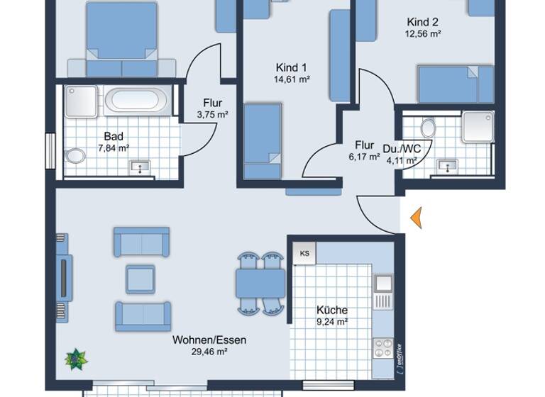 Wohnung zum Kauf 490.000 € 4 Zimmer 105,2 m² 2. Geschoss Blankenloch Stutensee / Blankenloch 76297