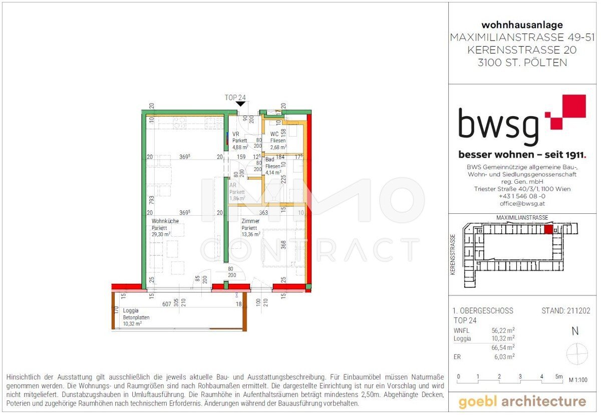 Wohnung zum Kauf provisionsfrei 222.813 € 2 Zimmer 56,2 m²<br/>Wohnfläche 1.<br/>Geschoss St. Pölten St.Pölten 3100