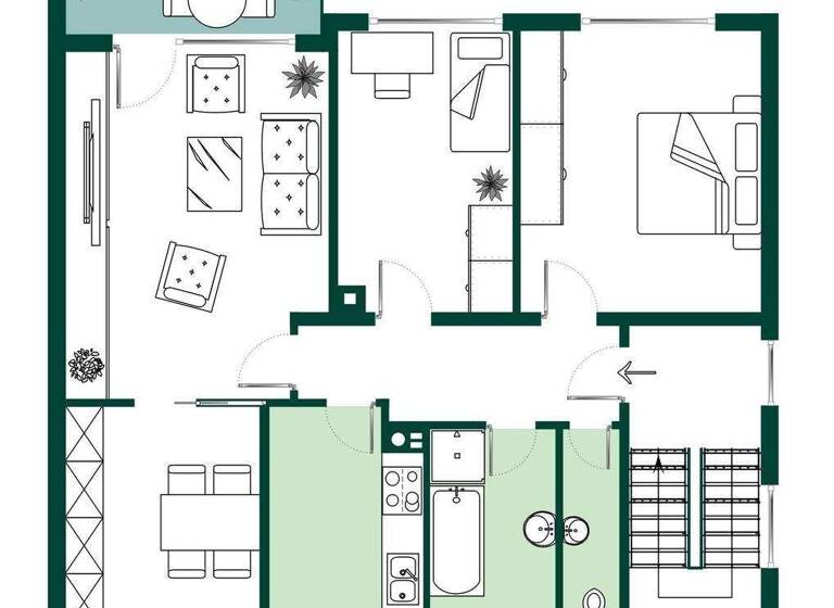 Wohnung zur Miete 1.000 € 4,5 Zimmer 97 m² 1. Geschoss frei ab sofort Richard-Wagner-Strasse Waldkraiburg 84478