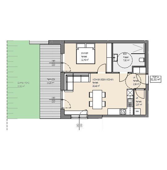 Wohnung zum Kauf 386.000 € 2 Zimmer 52,3 m²<br/>Wohnfläche Bergheim 5101