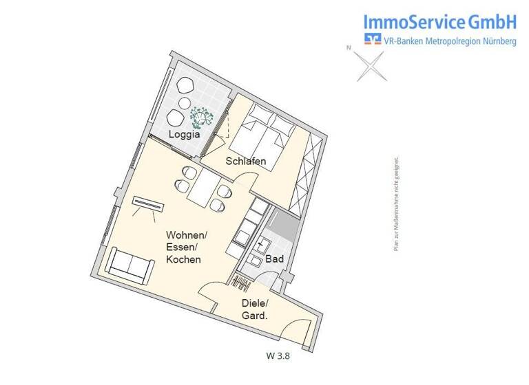 Wohnung zum Kauf provisionsfrei 317.665 € 2 Zimmer 50,6 m²<br/>Wohnfläche 3.<br/>Geschoss Merianstr. 32 + 32a Schoppershof Nürnberg 90409