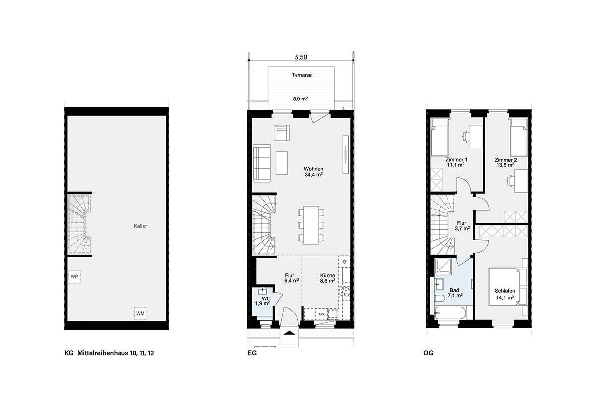 Reihenmittelhaus zum Kauf provisionsfrei als Kapitalanlage geeignet 475.900 € 4 Zimmer 103,1 m²<br/>Wohnfläche 113 m²<br/>Grundstück An den Obstwiesen 4c Henstedt-Ulzburg 24558