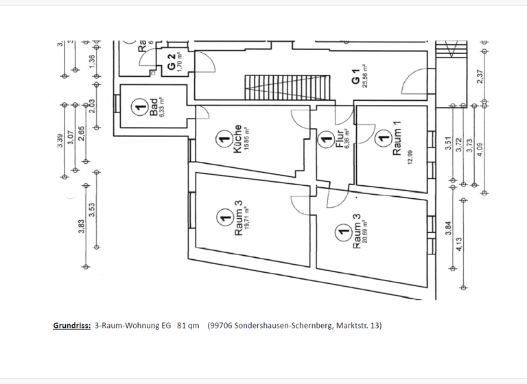 Wohnung zur Miete 425 € 3 Zimmer 81 m² Geschoss EG/3 frei ab sofort Schernberg Sondershausen 99706