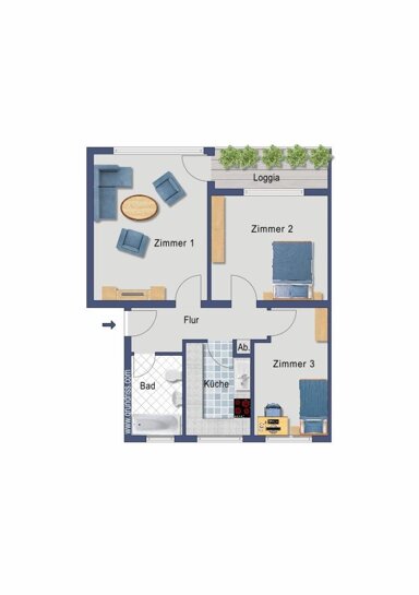 Wohnung zum Kauf provisionsfrei 172.000 € 3 Zimmer 65,7 m² 3. Geschoss Im Weiler 1 Neu-Duisdorf Bonn 53123